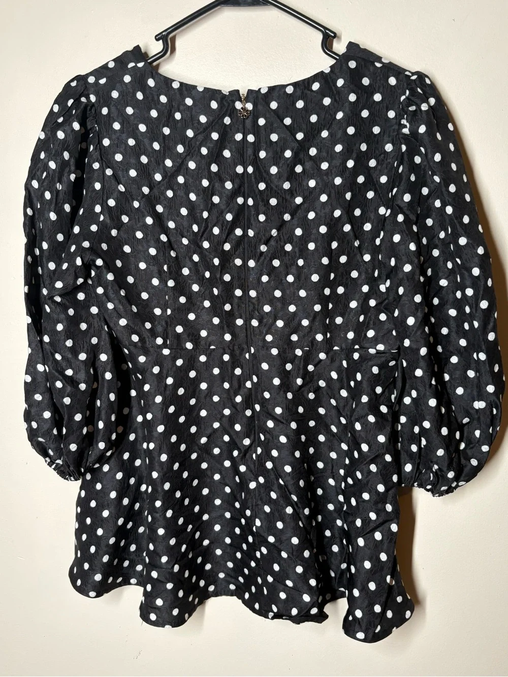 {EUC} Kate Spade Harmony Dot Cloqué Top Size 6 Black